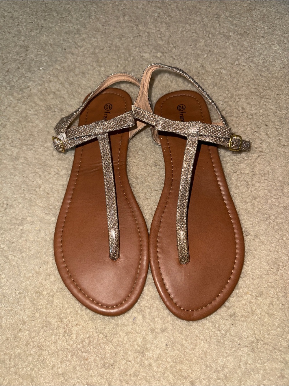 T-Strap Sparkle Sandals Women's Size 10